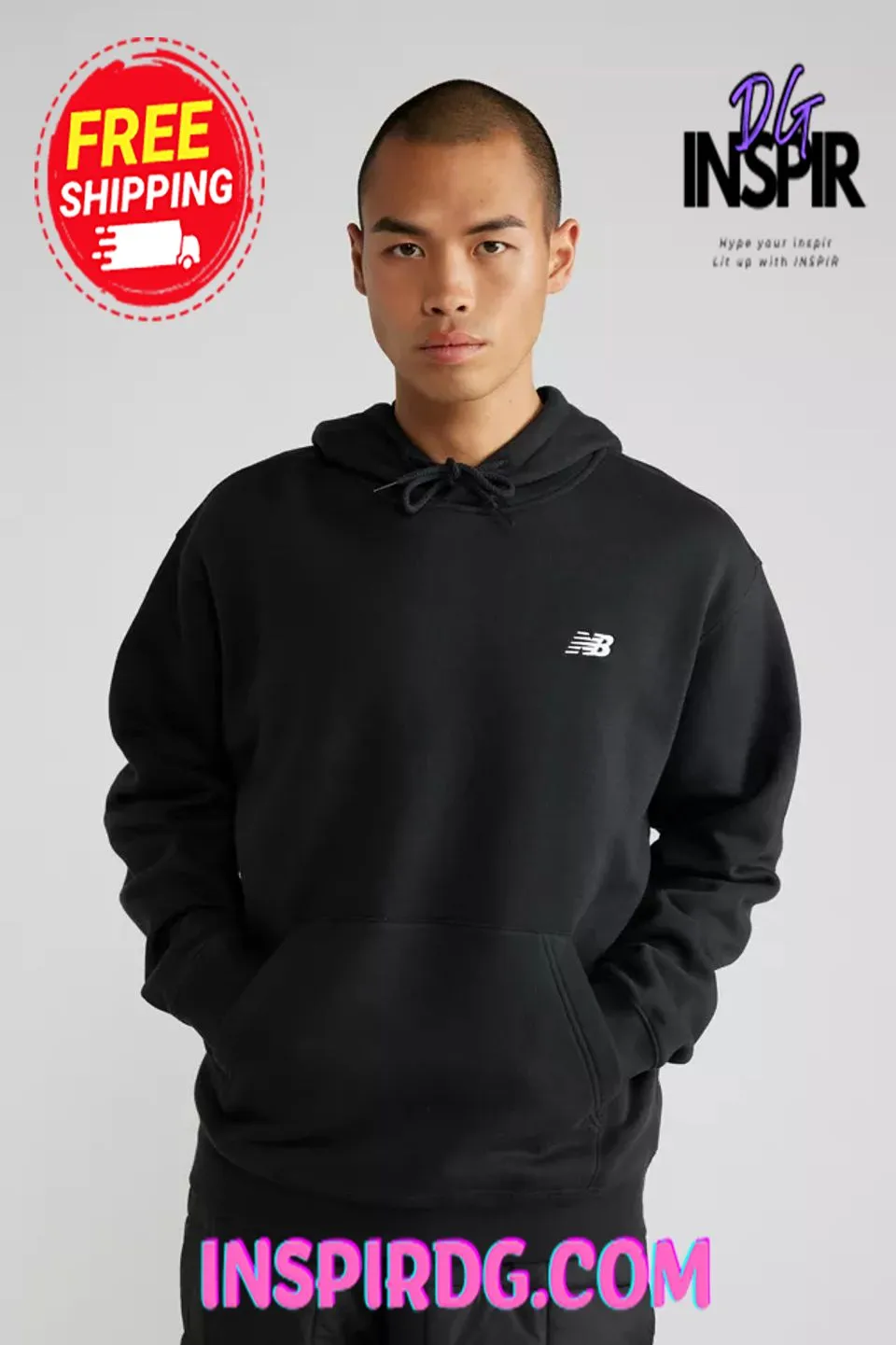 -Urban Outfitters New Balance Small Logo Brushed Fleece Hoodie Sweatshirt