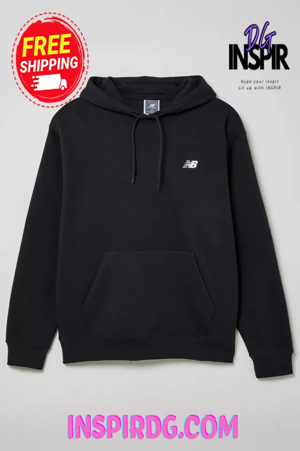 -Urban Outfitters New Balance Small Logo Brushed Fleece Hoodie Sweatshirt