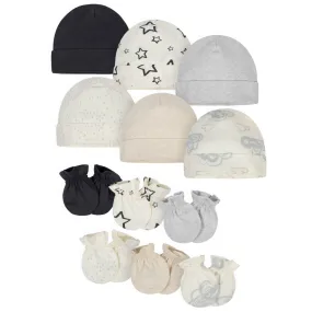 12-Piece Baby Neutral Words Cap and Mitten Set