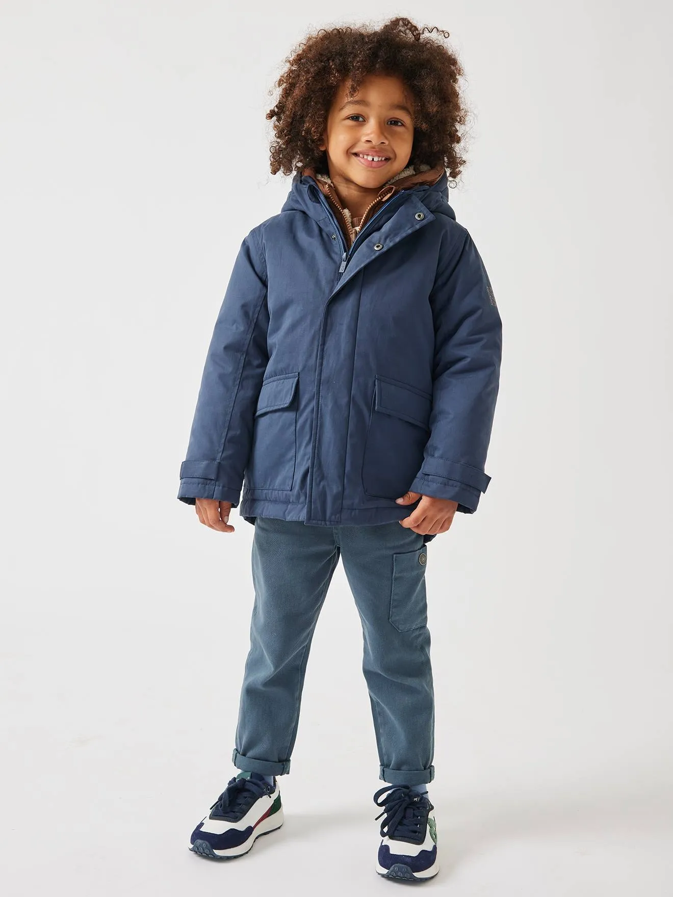 3-in-1 Parka with Removable Bodywarmer for Boys - blue medium solid with design