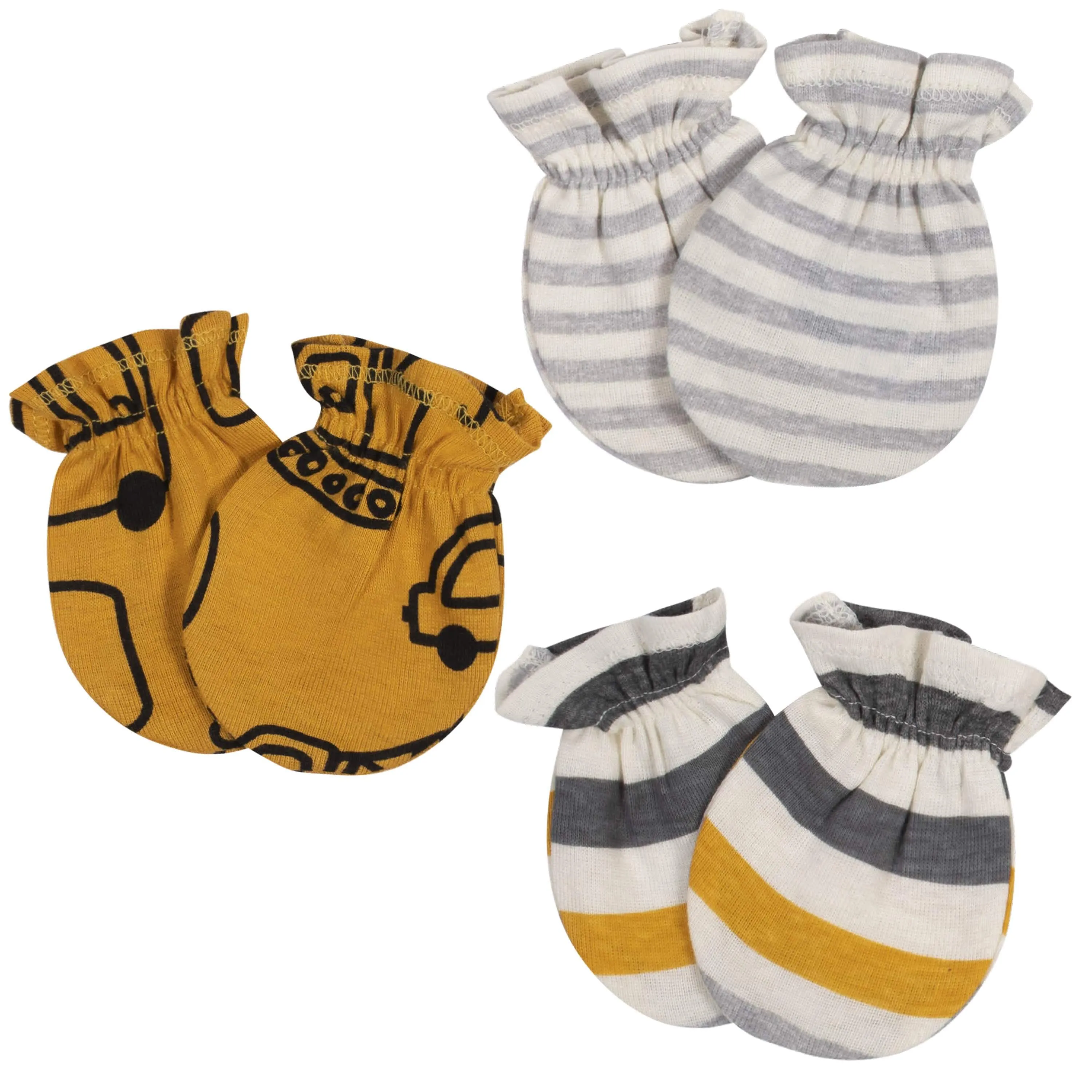 3-Pack Baby Boys Construction No Scratch Mittens