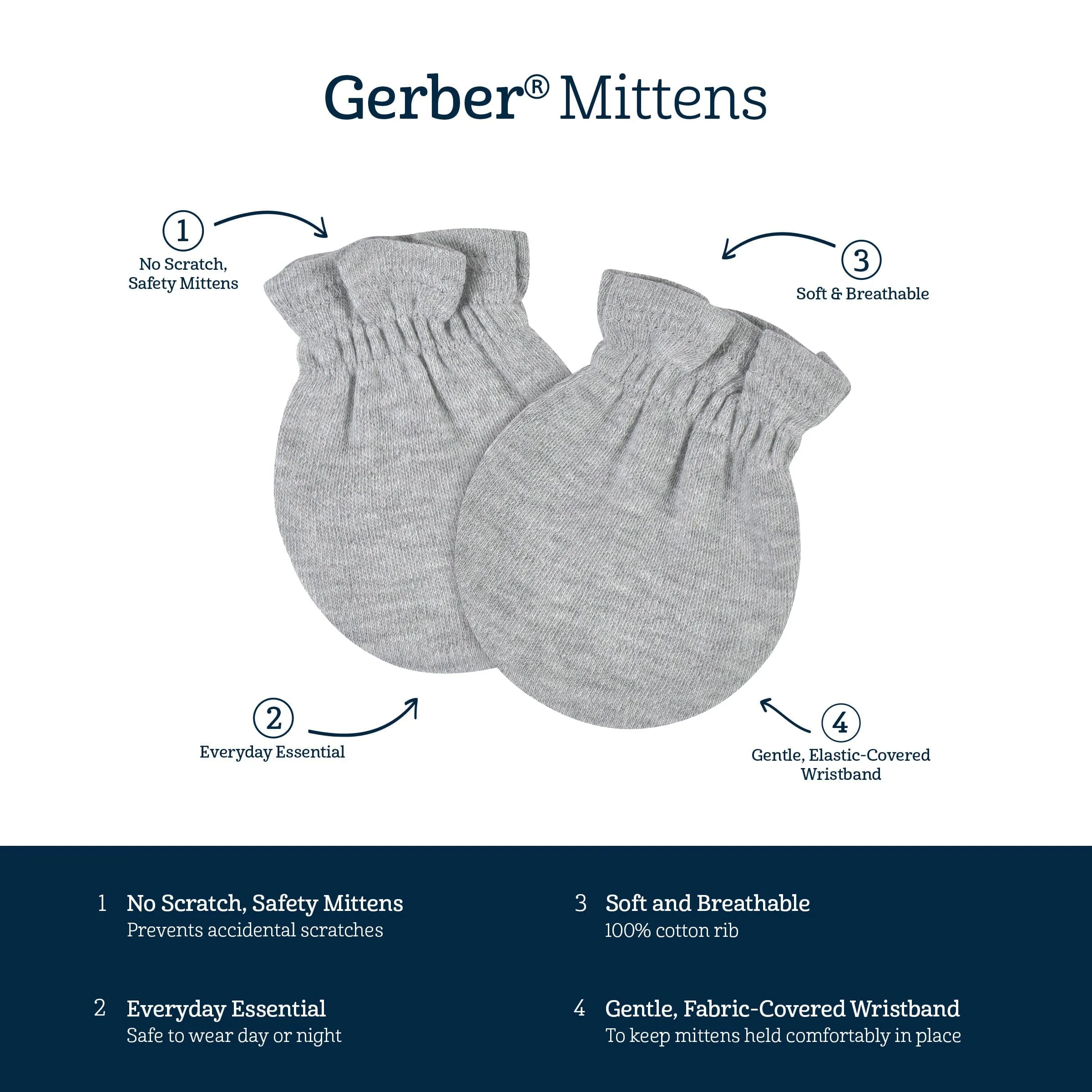 3-Pack Baby Boys Safari No Scratch Mittens