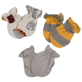 3-Pack Baby Boys Safari No Scratch Mittens