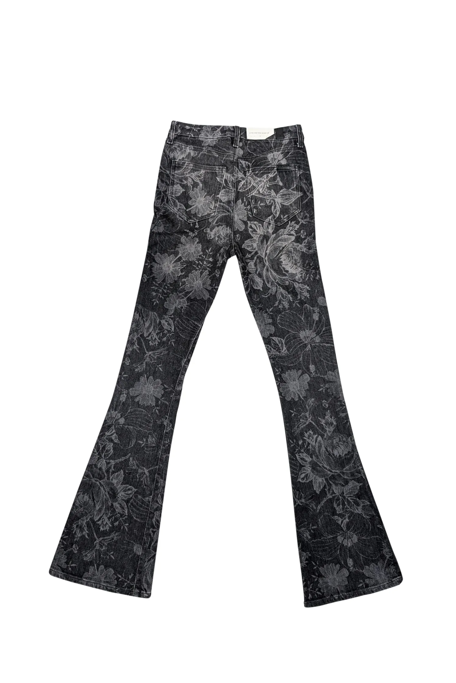 7 For All Mankind - Washed Black Floral Skinny Bootcut Jeans Sz 4