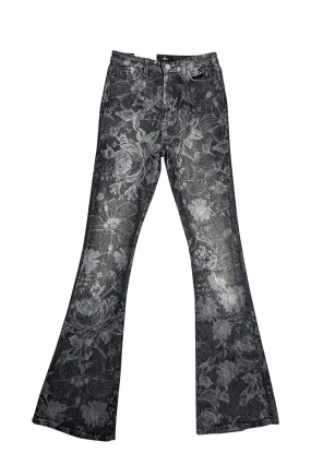 7 For All Mankind - Washed Black Floral Skinny Bootcut Jeans Sz 4