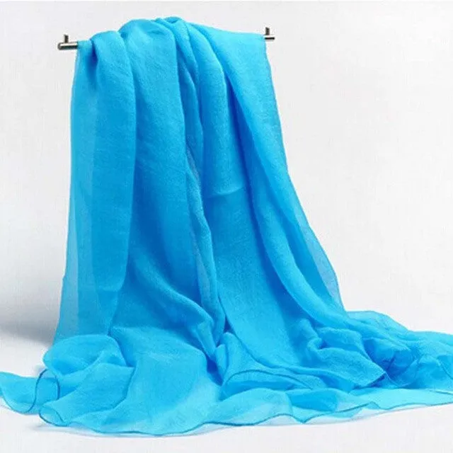 8 Colors  New Fashion Women Solid Rugulose Soft Imitation silk Long Scarf Sunscreen Square   Shawl Wrap Women GS