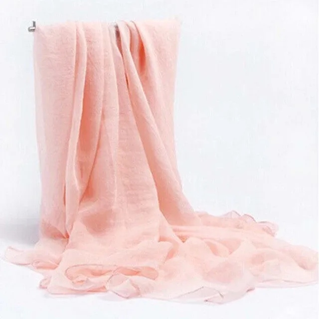 8 Colors  New Fashion Women Solid Rugulose Soft Imitation silk Long Scarf Sunscreen Square   Shawl Wrap Women GS