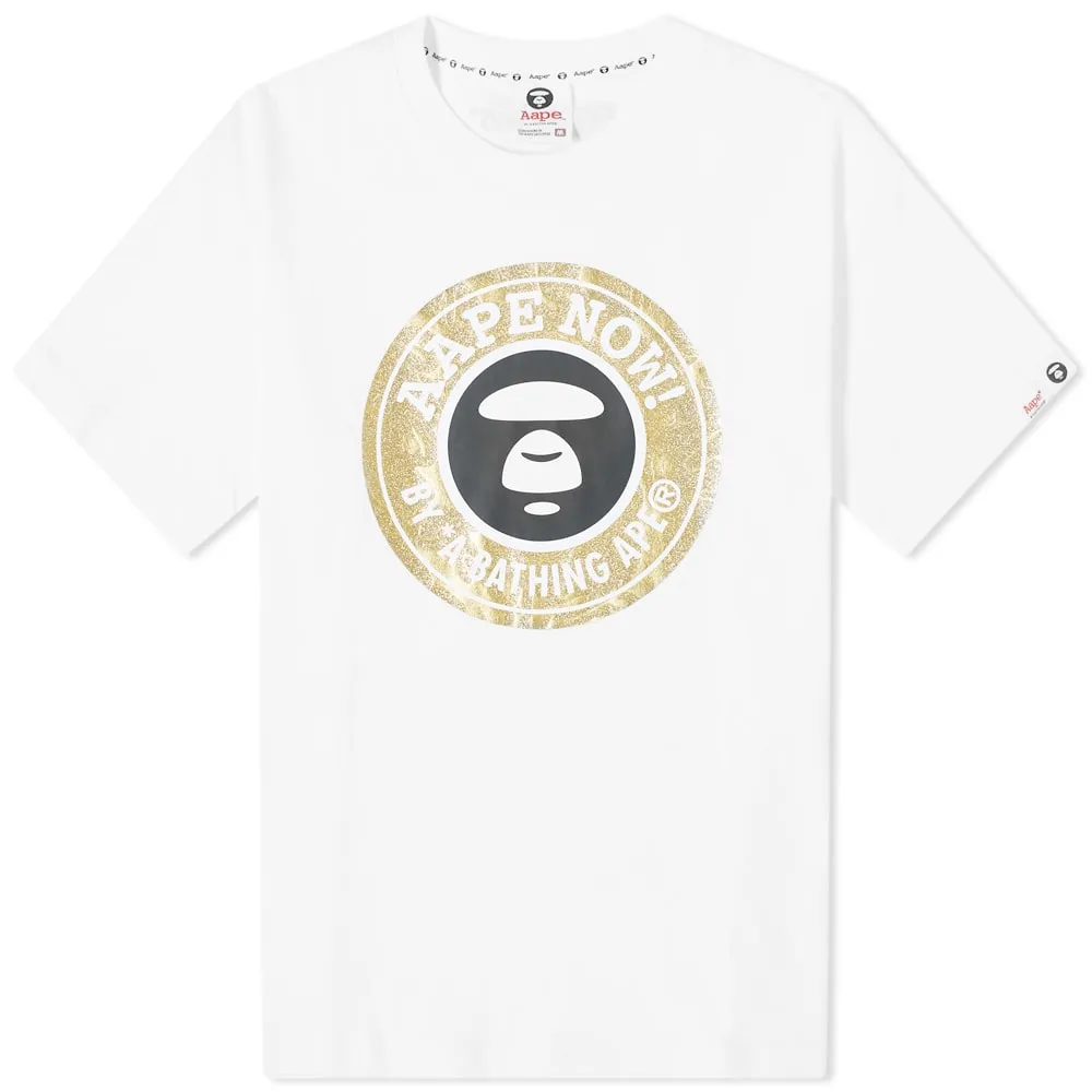 AAPE Moon Face Glitter Camo T-ShirtWhite