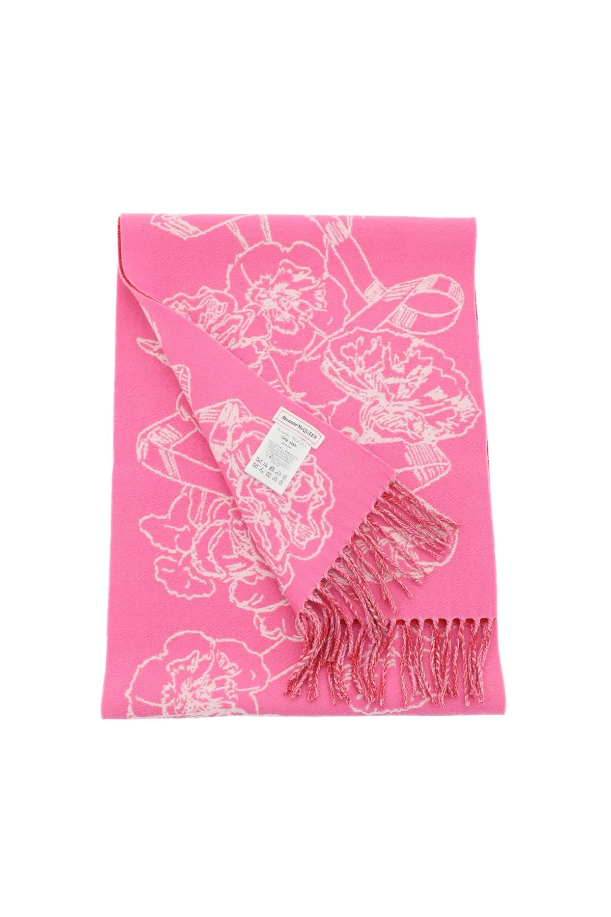 Alexander mcqueen wool reversibile scarf 755076 3200Q WELSH REDPSYC PINK