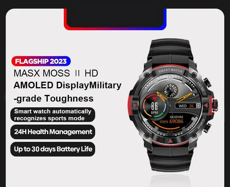 AMOLED Display 420mAH Bluetooth Call Waterproof Sports Smartwatch