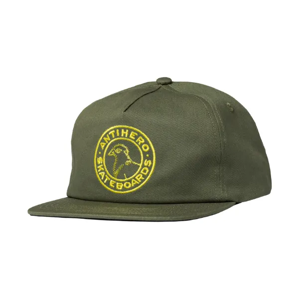 Anti Hero Basic Pigeon Round Snapback - Sage/Yellow