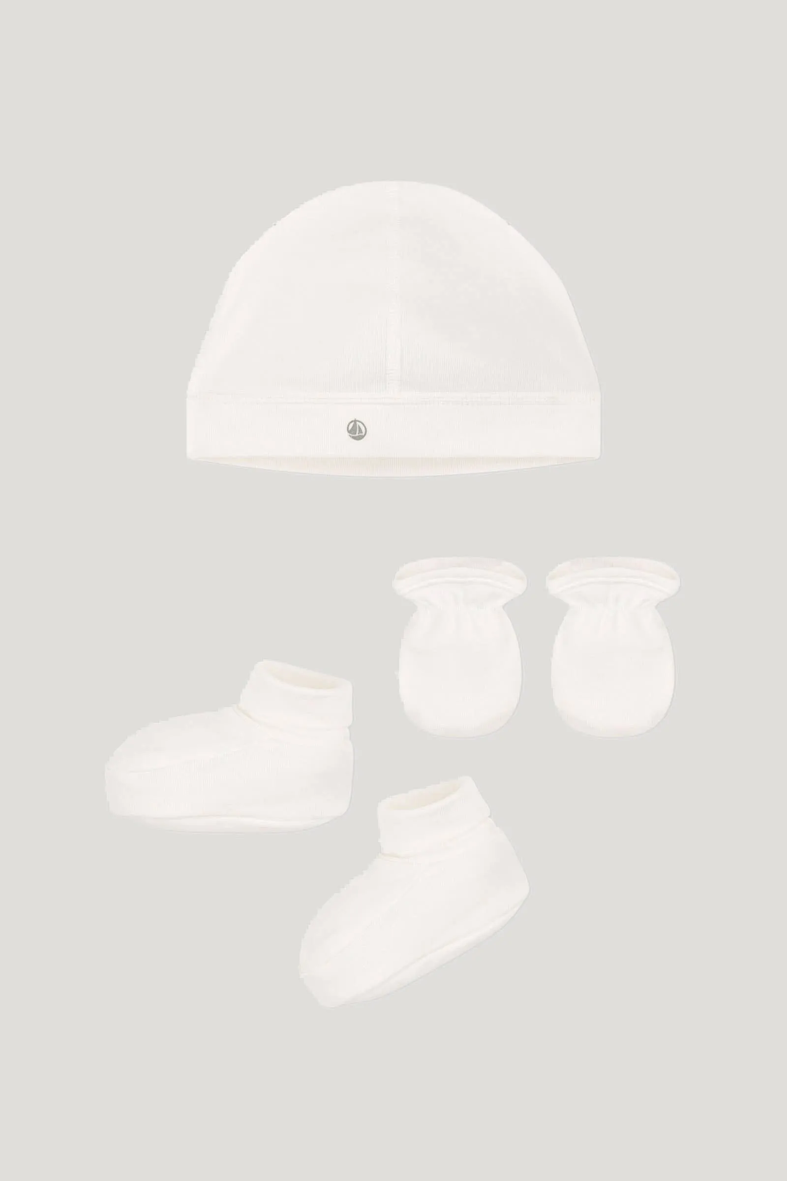 Baby Unisex White Maville Set of Hat, Mittens, and Booties