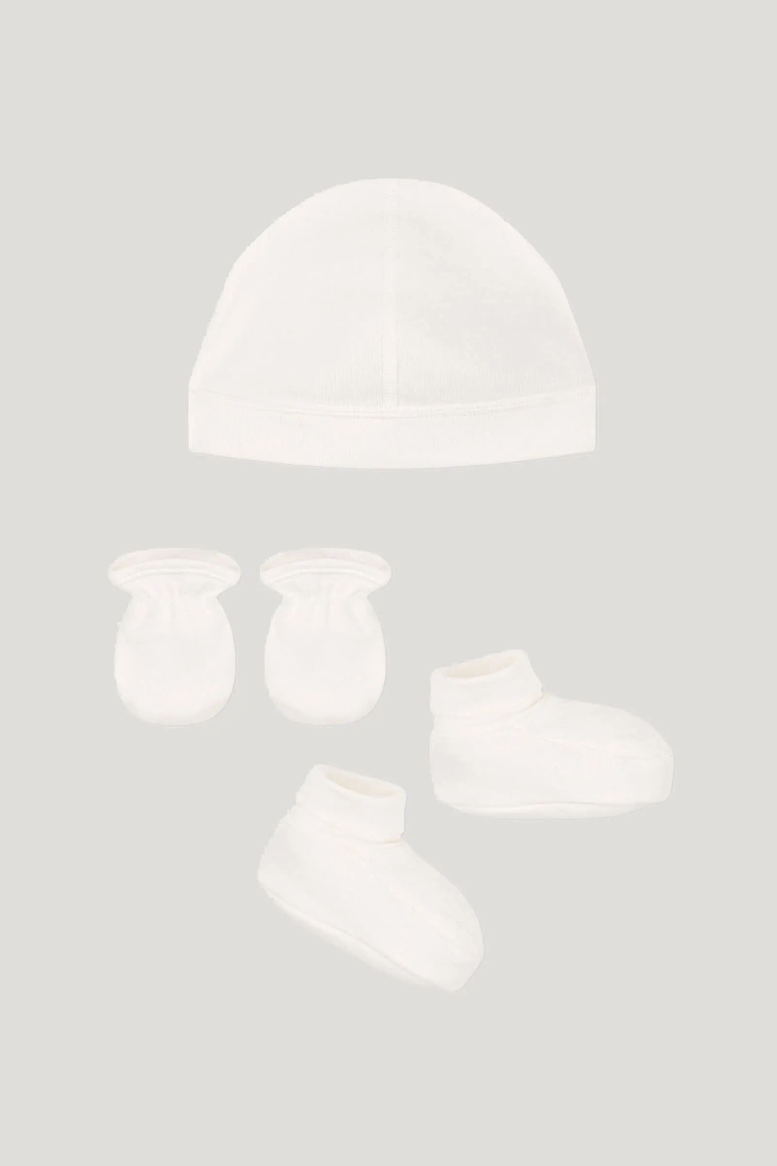 Baby Unisex White Maville Set of Hat, Mittens, and Booties