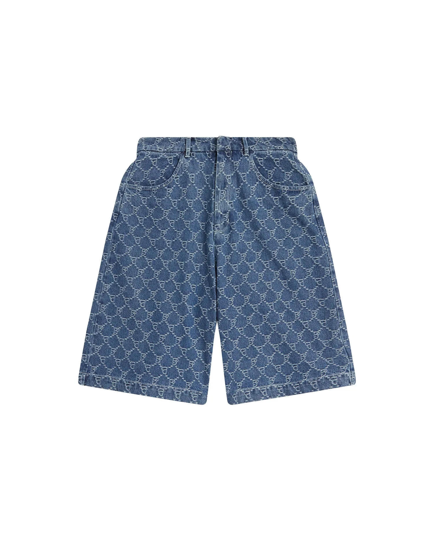 BAPY LOGO MONOGRAM JACQUARD DENIM SHORTS LADIES