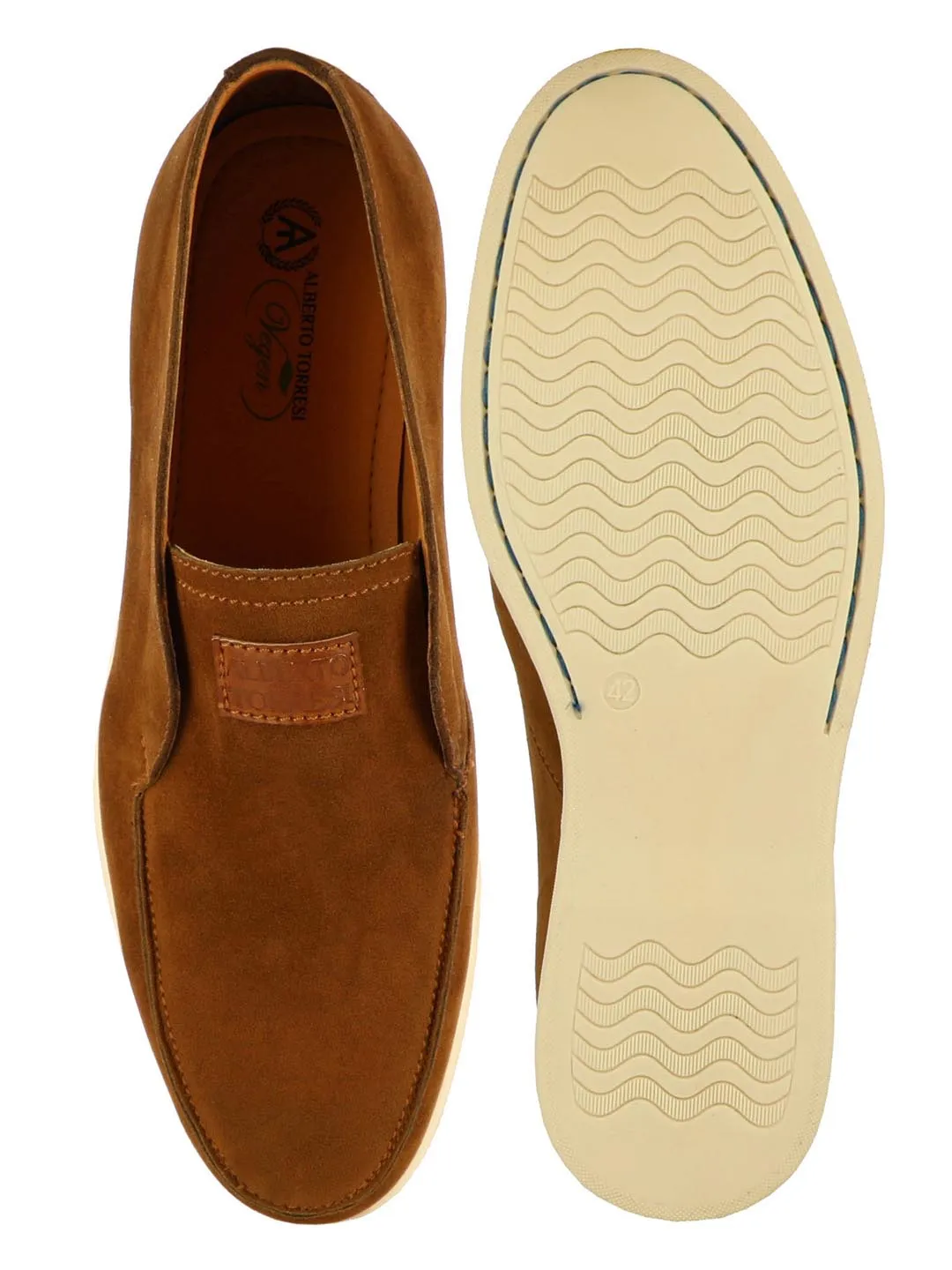 Barb Men'S Tan Velvet Slipons