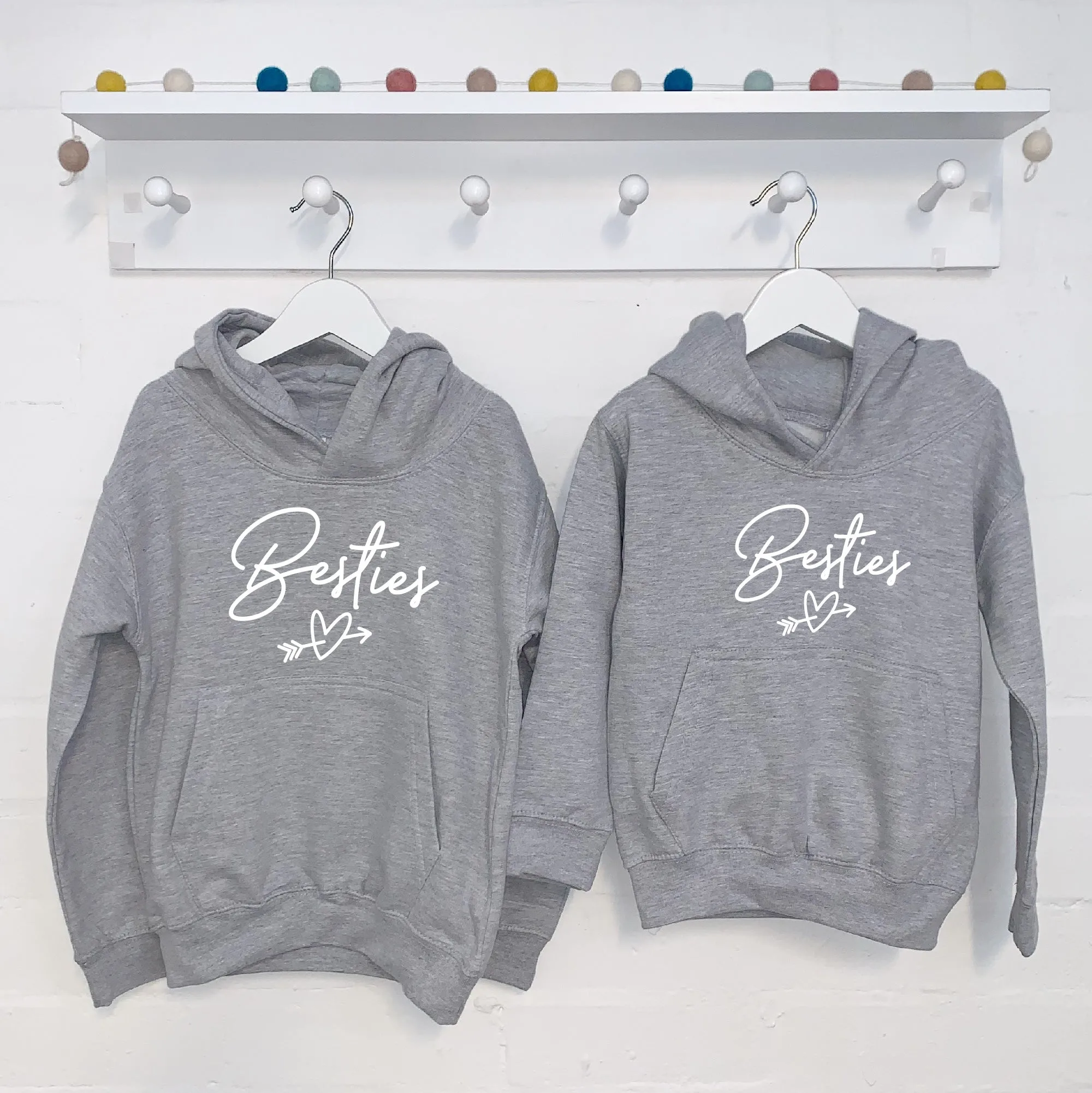 Besties Heart Matching Girls Hoodies