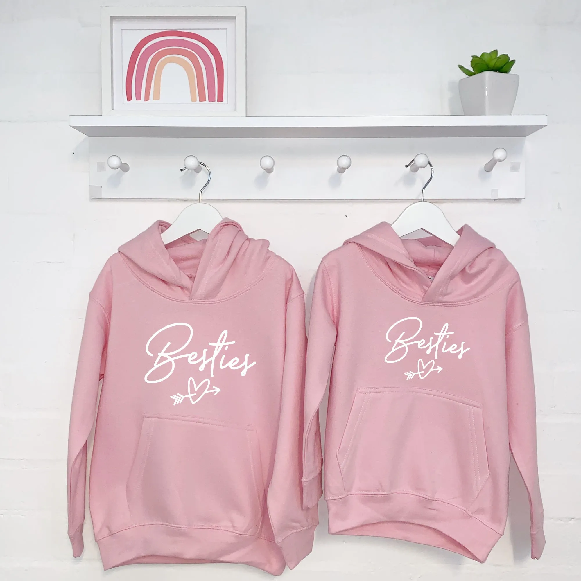 Besties Heart Matching Girls Hoodies