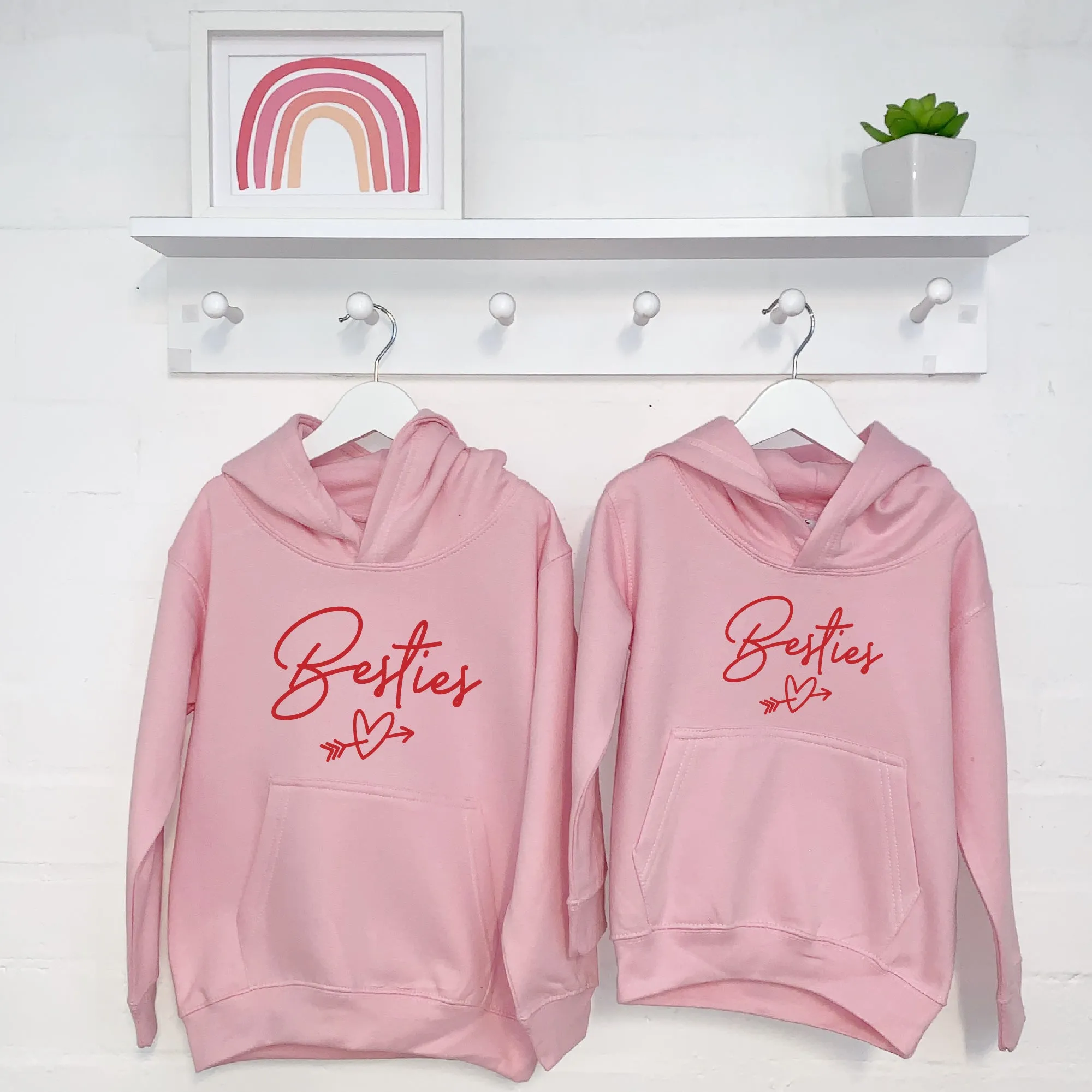 Besties Heart Matching Girls Hoodies