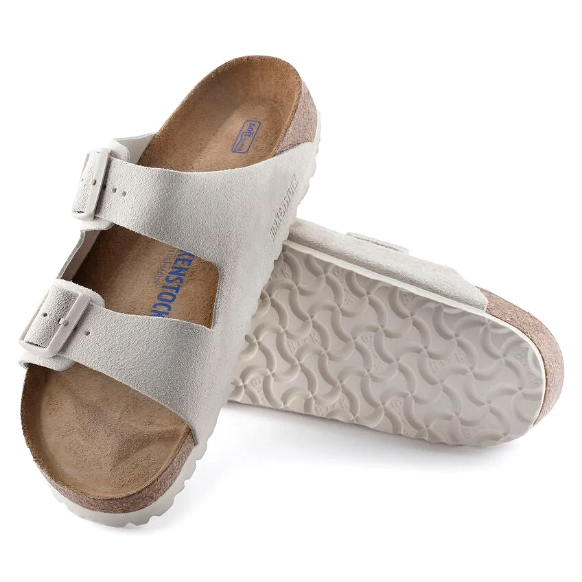 Birkenstock Women's Arizona Soft Footbed - Antique White Suede