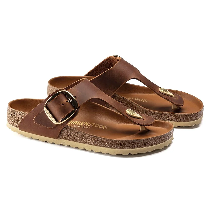 Birkenstock Women's Gizeh Big Buckle - Cognac Oiled Leather