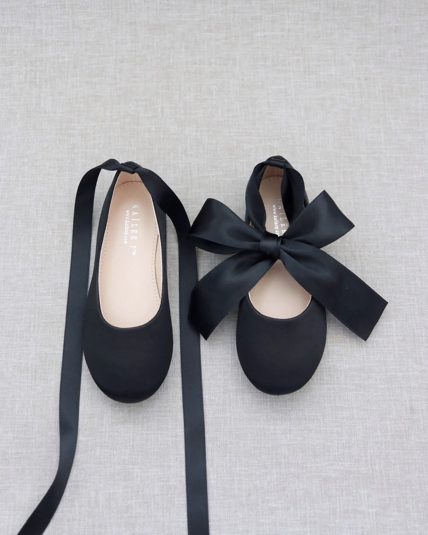 Black Satin Ankle Tie or Ballerina Lace Up