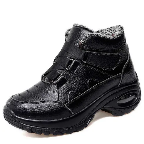 Black velcro thread accents winter double rocker bottom shoe boot