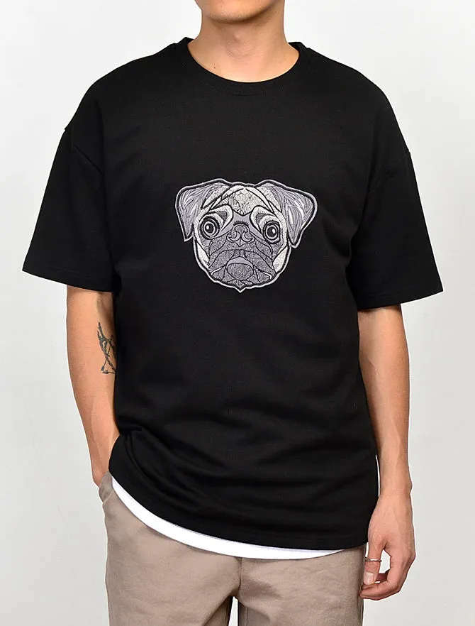 Black Wappen Bulldog Graphic Short Sleeved Tshirts Mens Loose Fit Tees