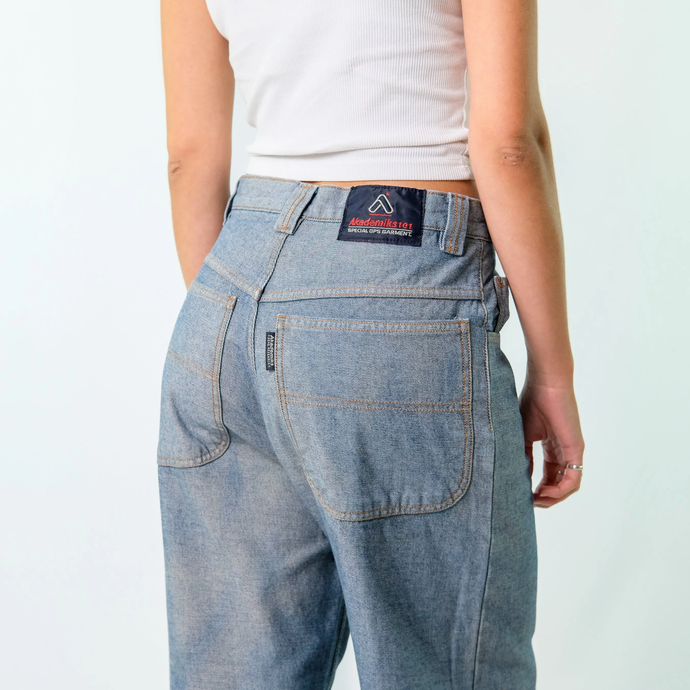 Blue y2ks Akademiks Denim Hip Hop Jeans Baggy Pants (30x26)