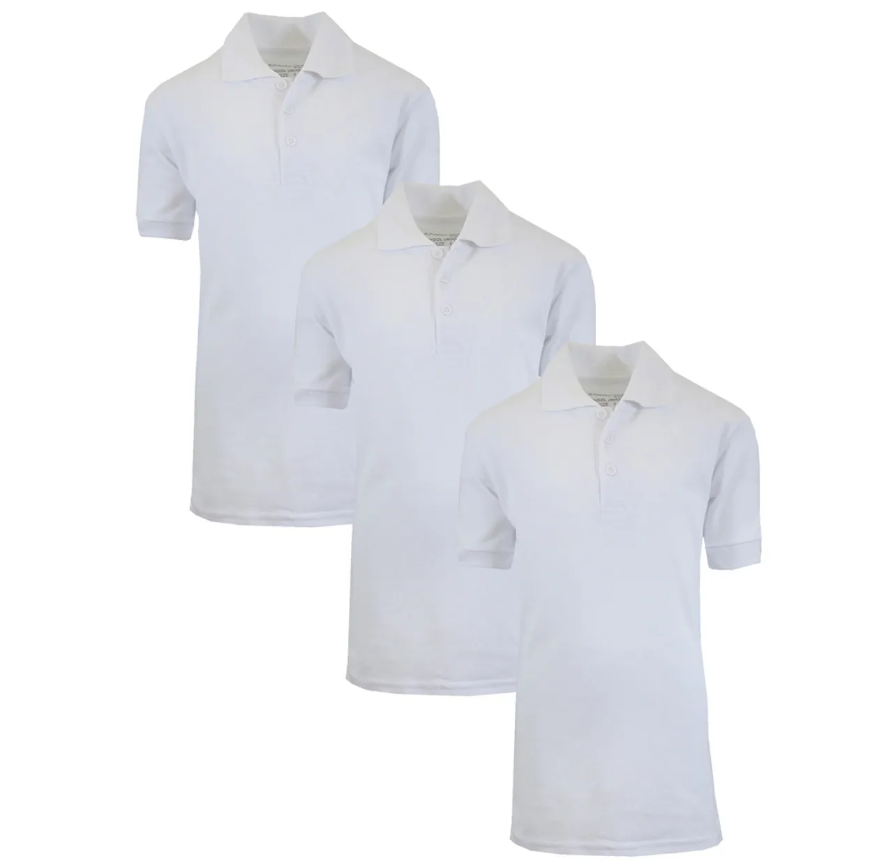 Boys' Short Sleeve School Uniform Pique Polo Shirts (3-Pack)   