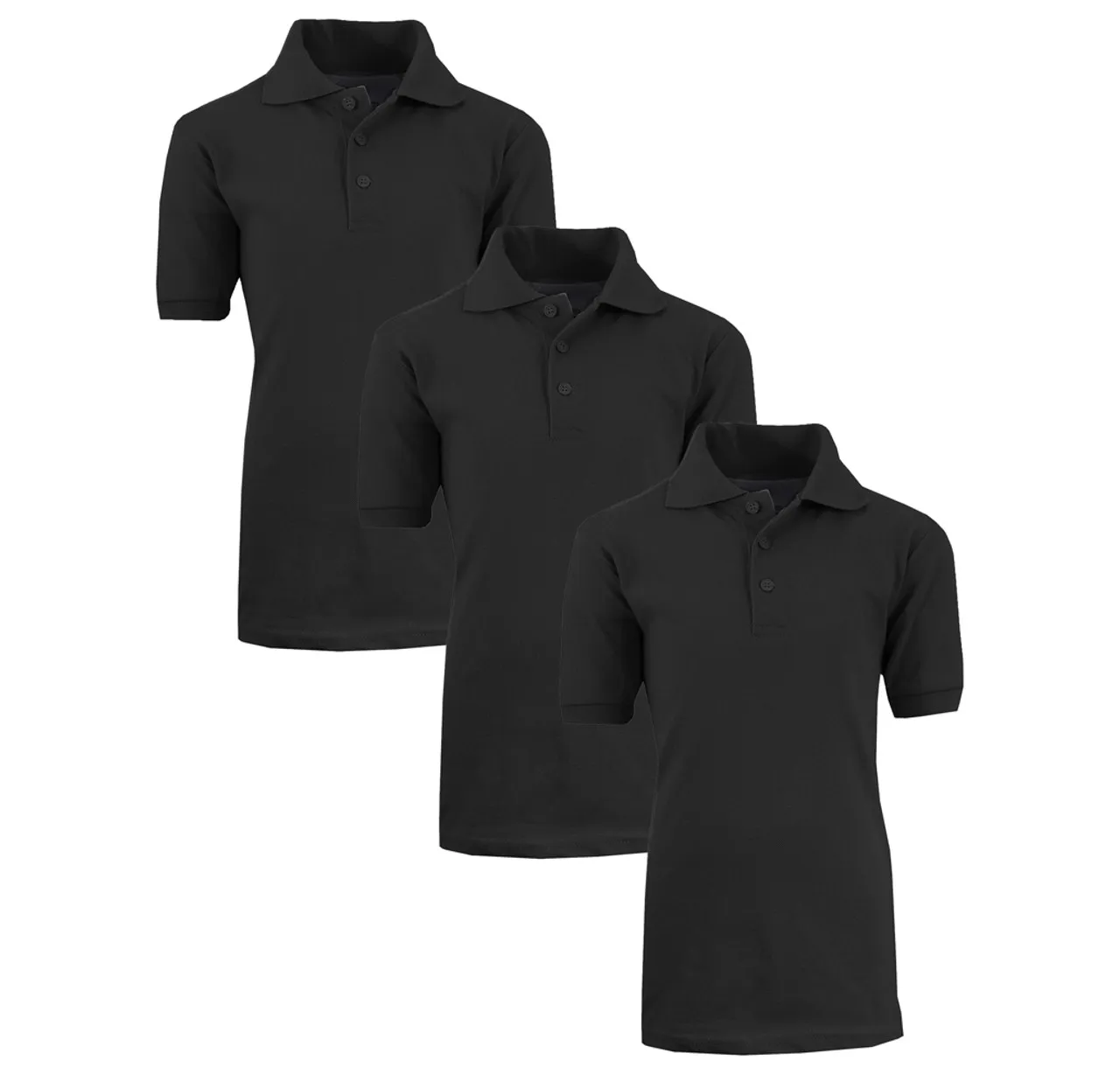 Boys' Short Sleeve School Uniform Pique Polo Shirts (3-Pack)   