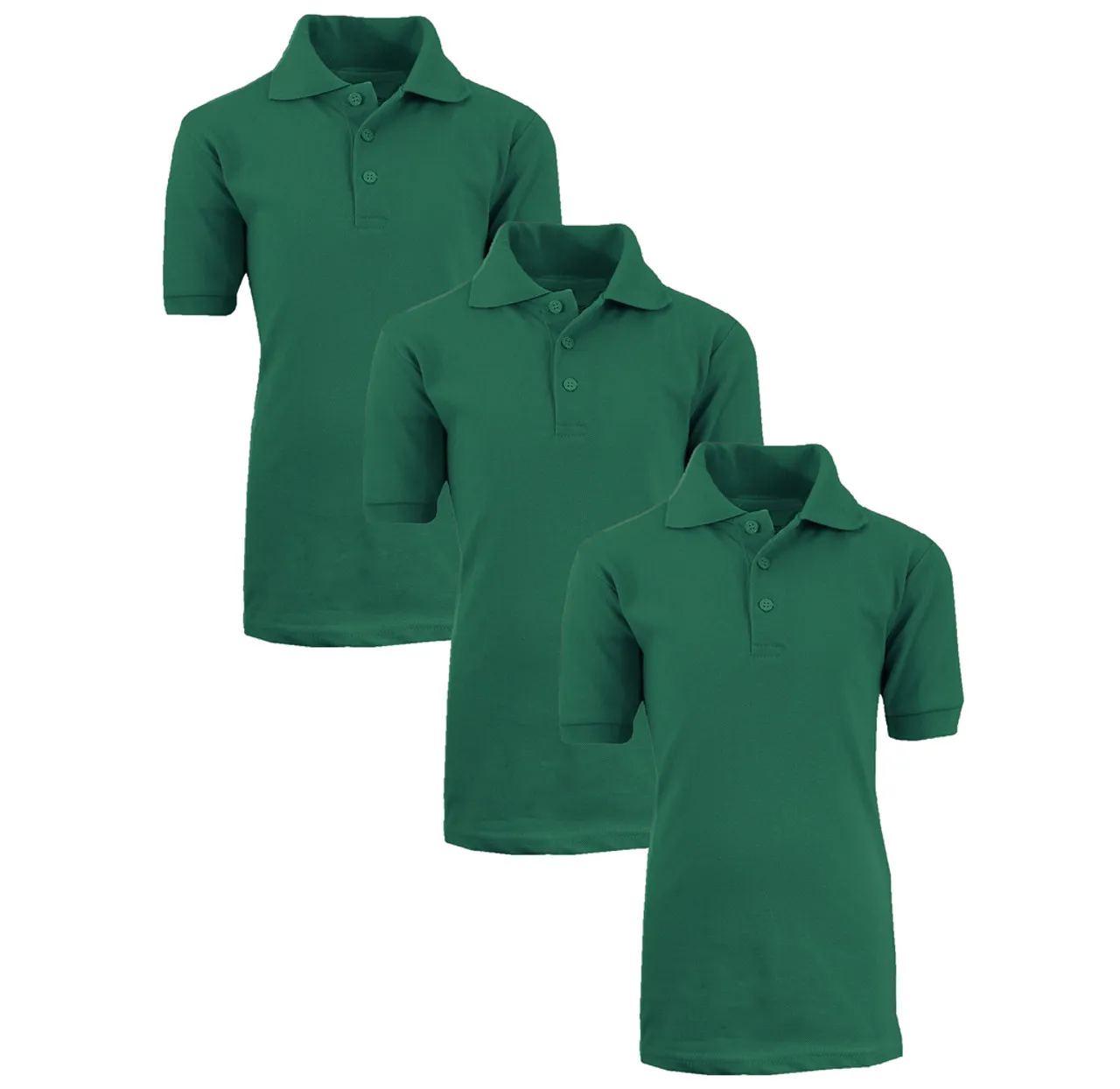 Boys' Short Sleeve School Uniform Pique Polo Shirts (3-Pack)   