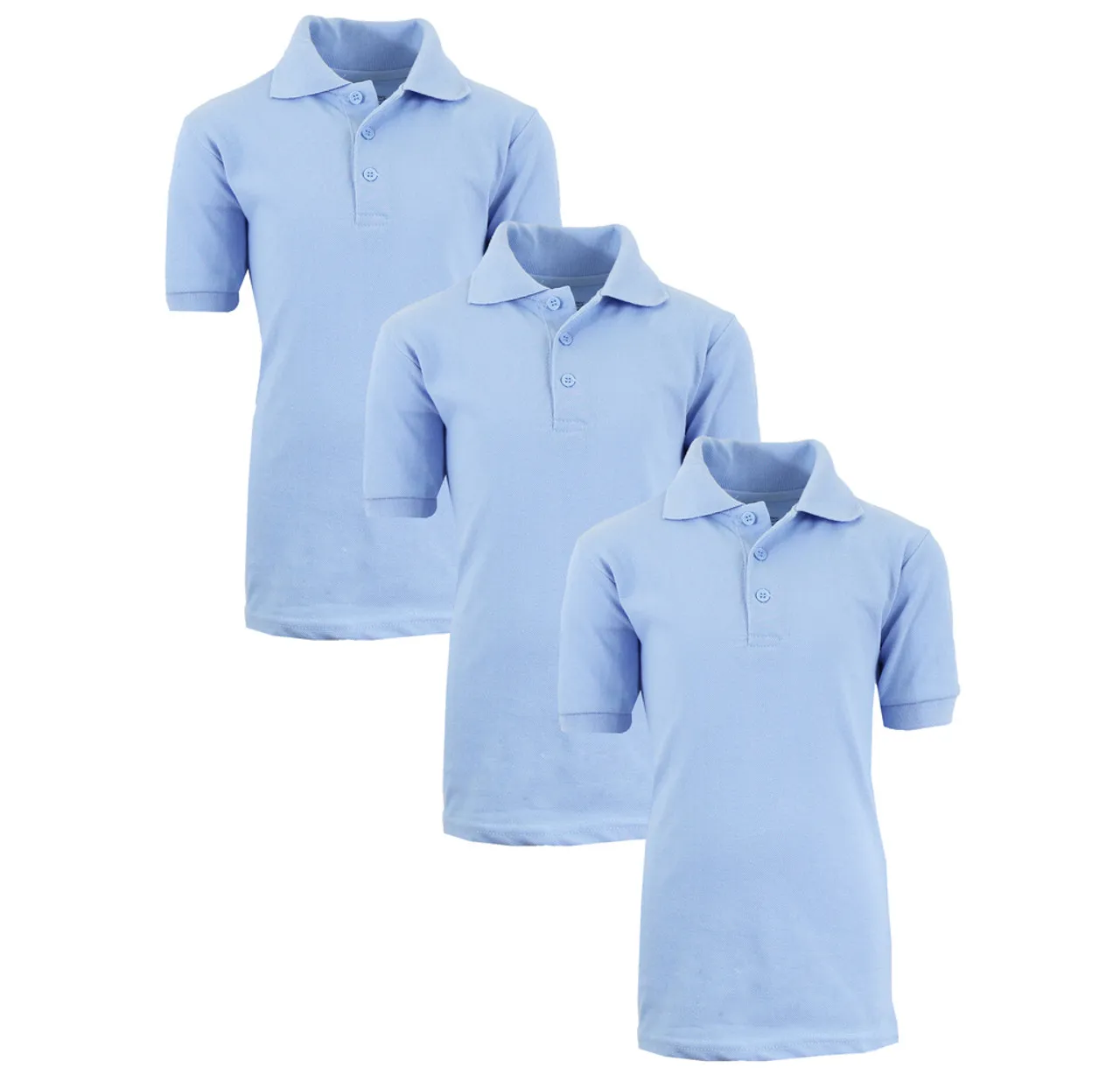 Boys' Short Sleeve School Uniform Pique Polo Shirts (3-Pack)   