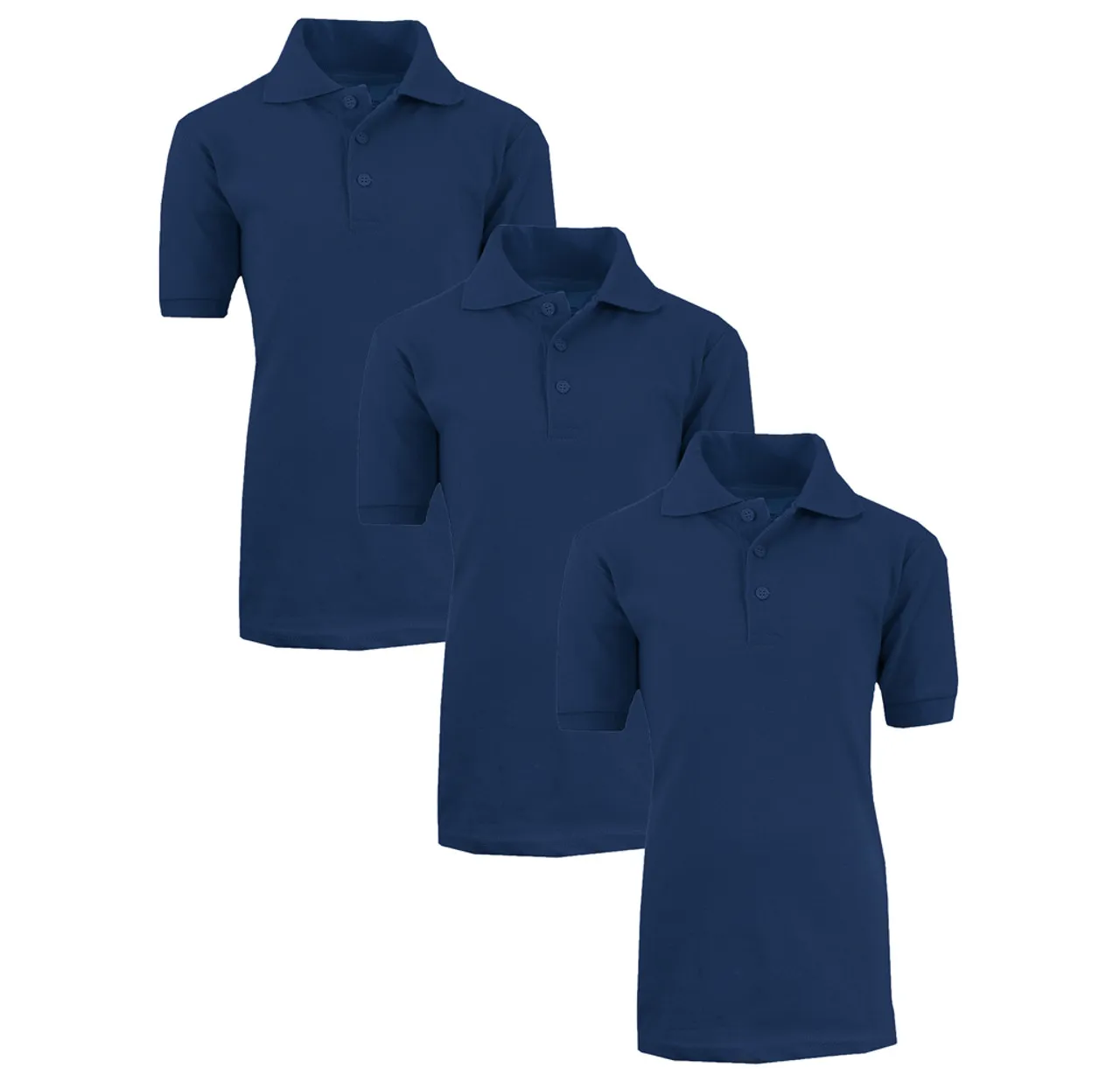 Boys' Short Sleeve School Uniform Pique Polo Shirts (3-Pack)   