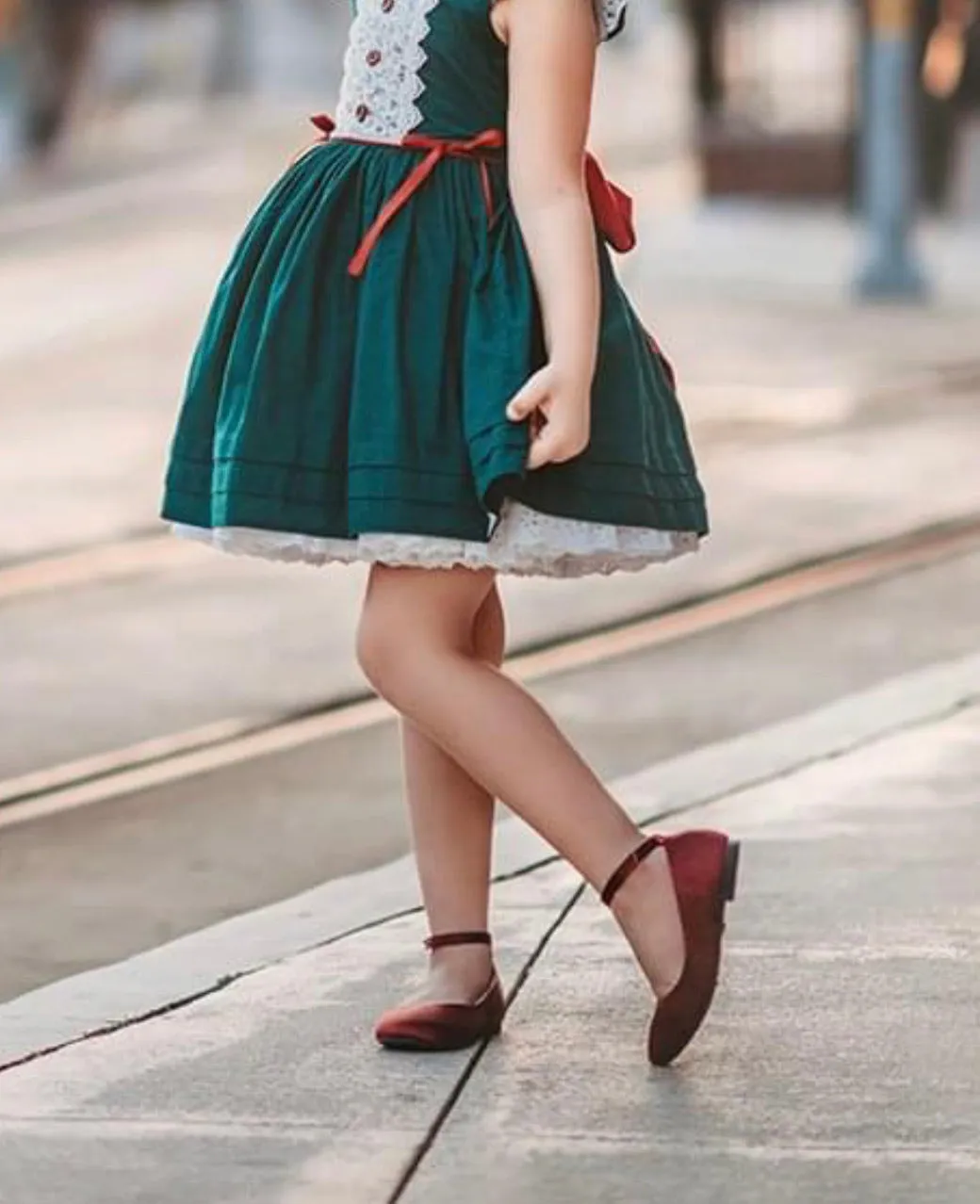 Burgundy Satin Flats with Velcro Ankle Strap