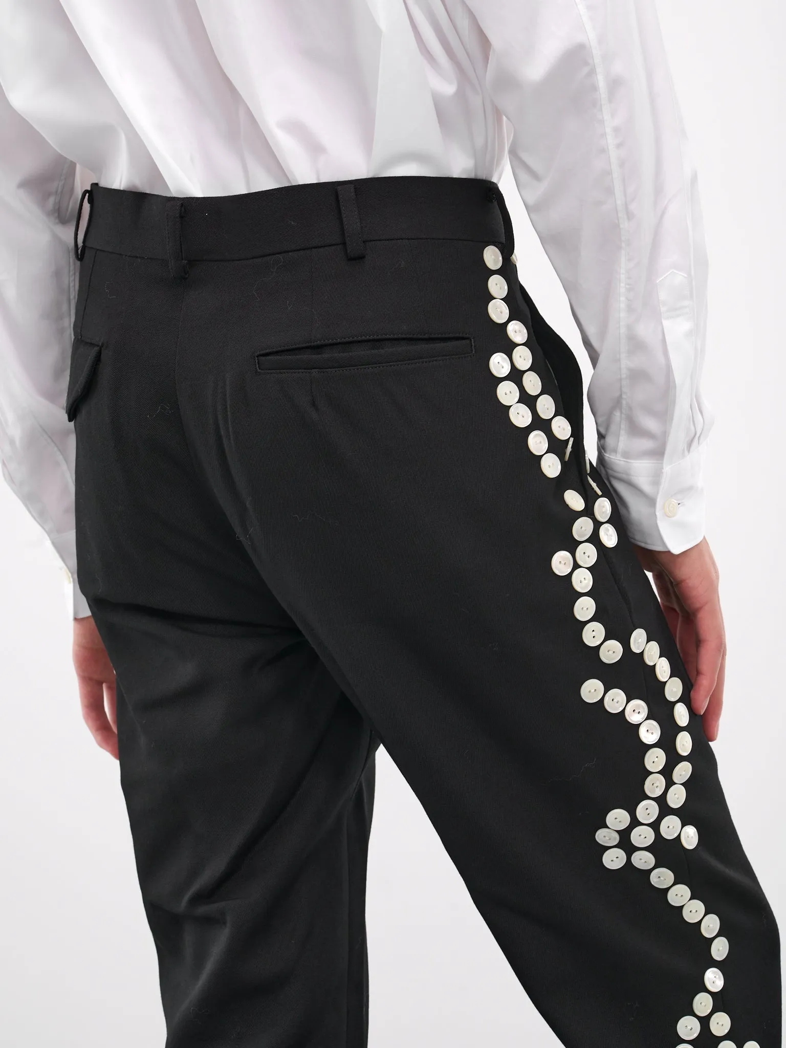 Button Embellished Trousers (PN-P020-051-BLACK)