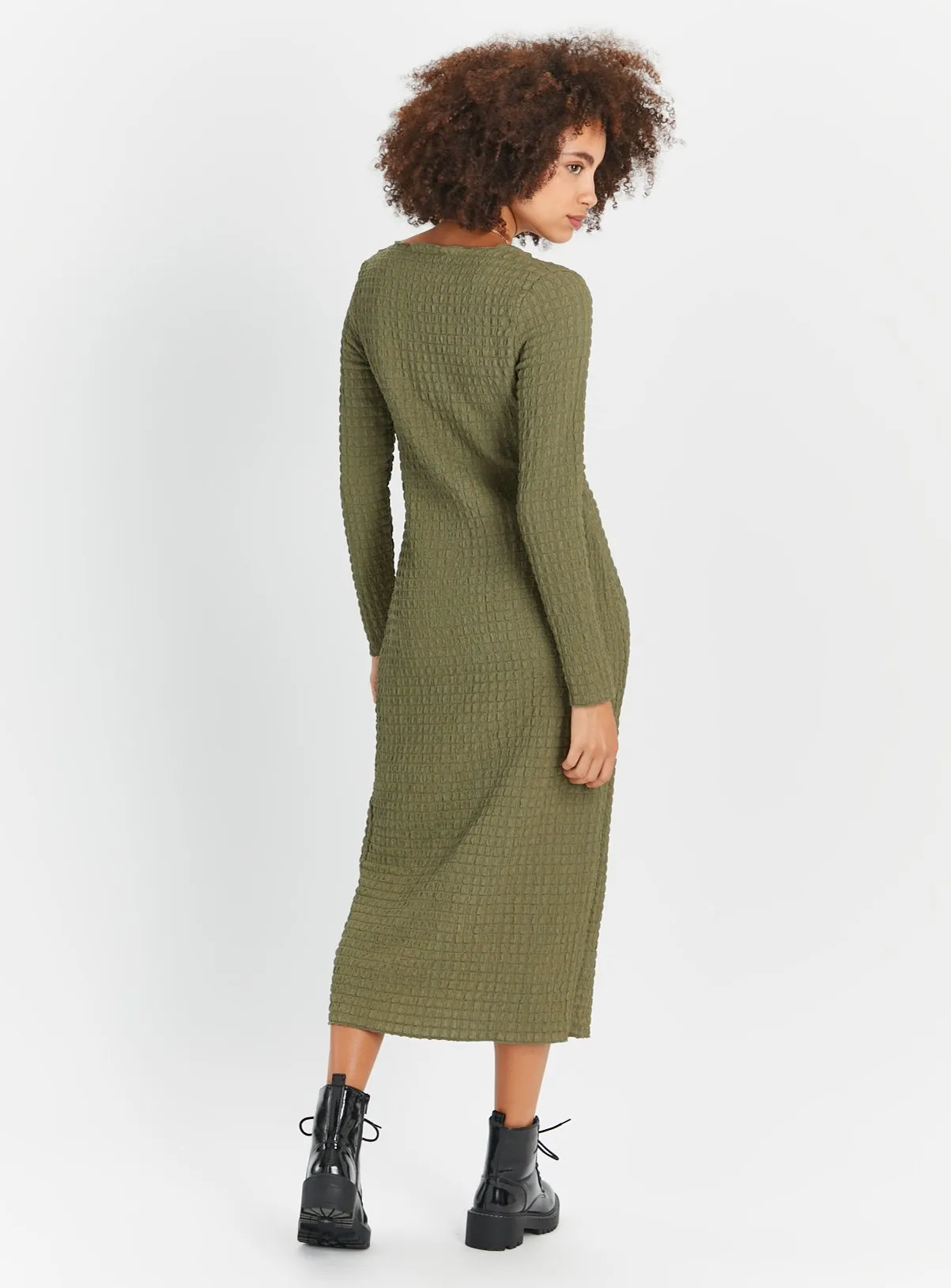 Buy Khaki Bubble Textured Column Dress 20 | Dresses | Tu