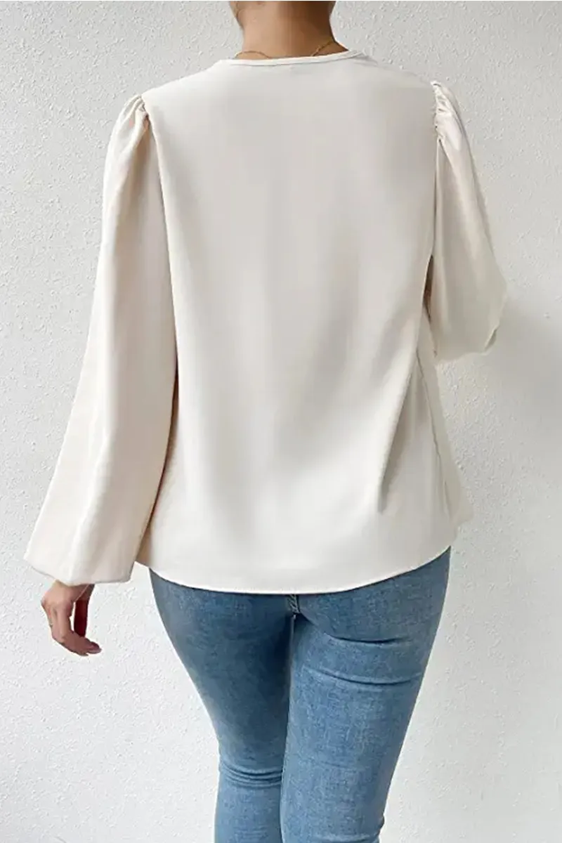 Casual Solid Patchwork U Neck Long Sleeve Tops(6 Colors)