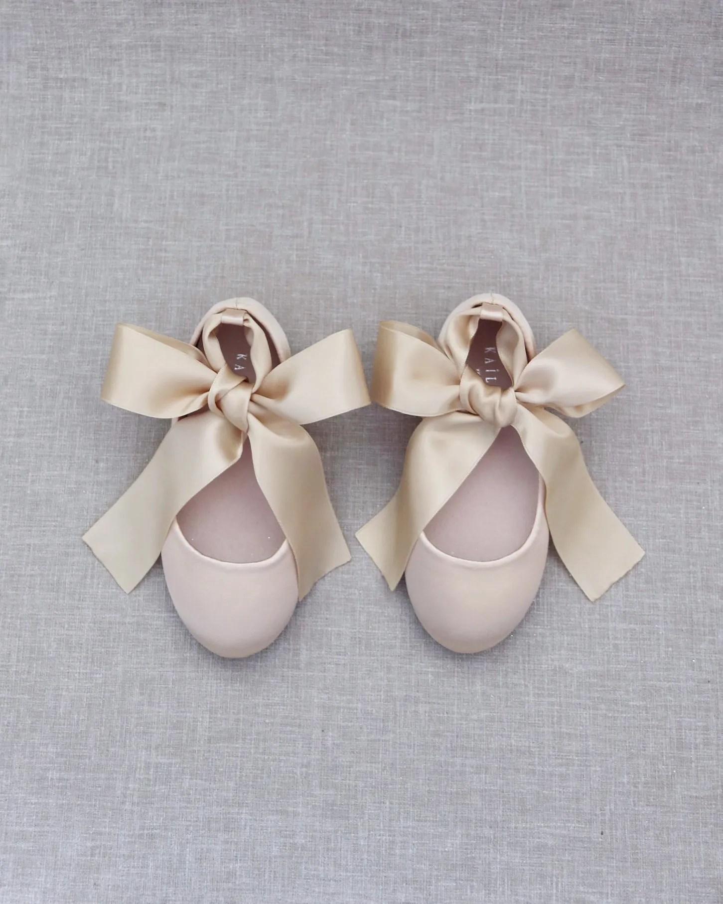 Champagne Satin Ankle Tie or Ballerina Lace Up