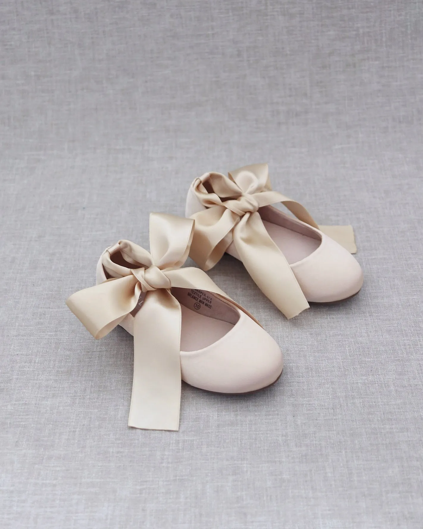 Champagne Satin Ankle Tie or Ballerina Lace Up