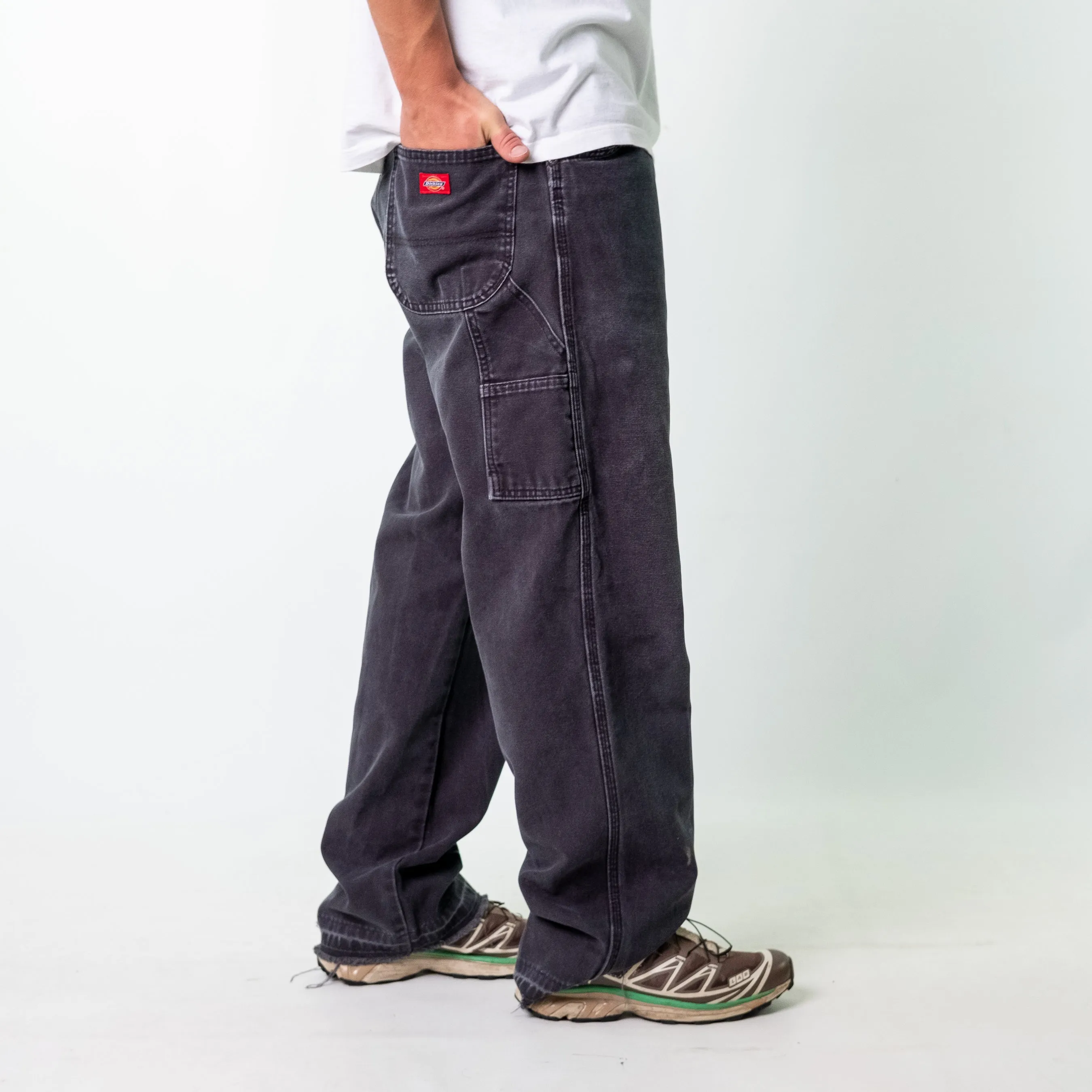 Charcoal Grey 90s Dickies Denim Carpenter Jeans Baggy Pants (36x32)