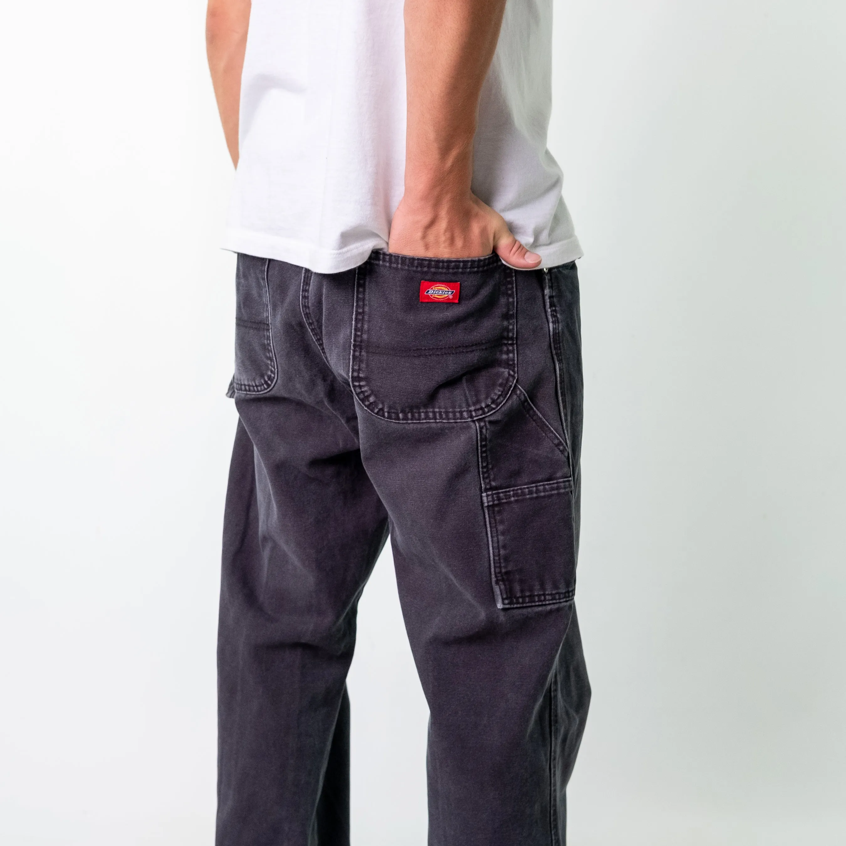 Charcoal Grey 90s Dickies Denim Carpenter Jeans Baggy Pants (36x32)