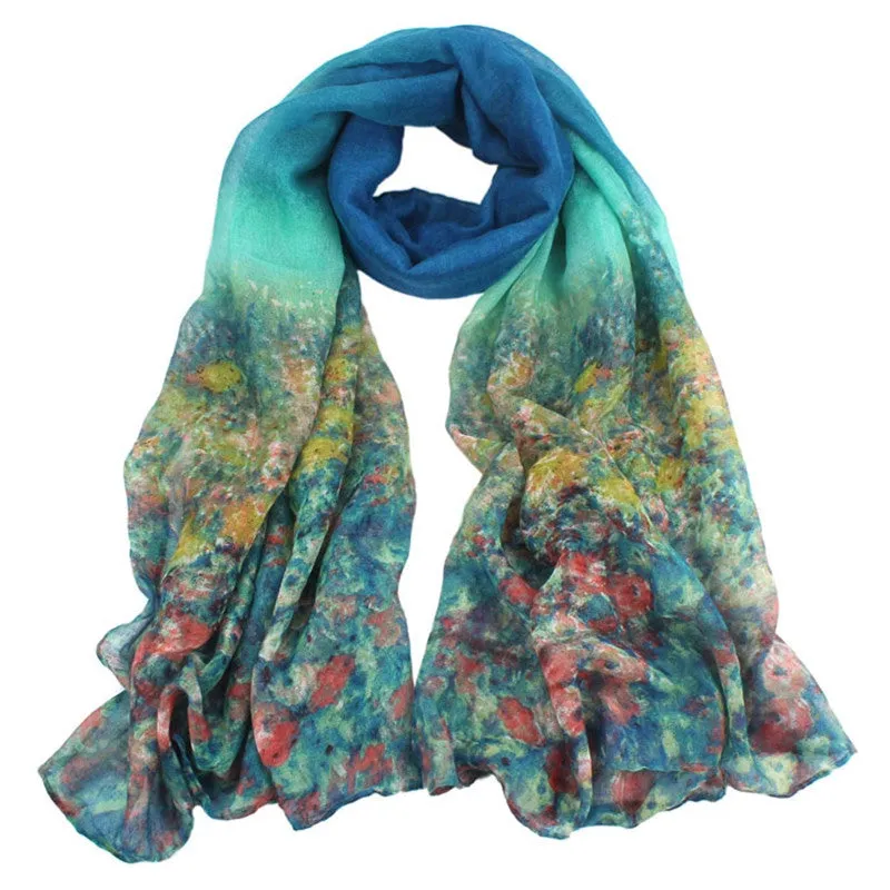 Chiffon ScarfWomen Flower Cashmere Scarf tops Womens Ladies Voile Stole Scarves Wraps Shawl Scarf