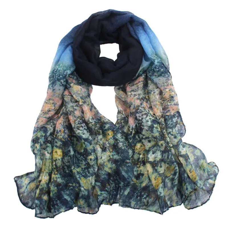 Chiffon ScarfWomen Flower Cashmere Scarf tops Womens Ladies Voile Stole Scarves Wraps Shawl Scarf