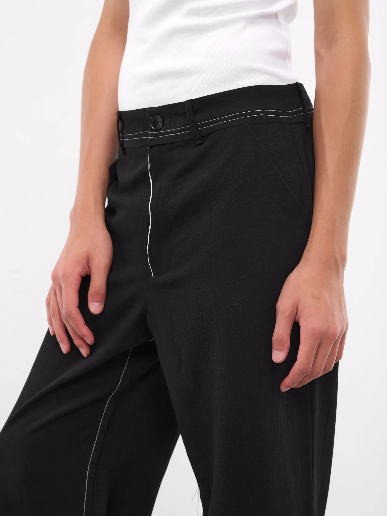 Contrast Stitch Wool Trousers (AIR04P101-BLACK)