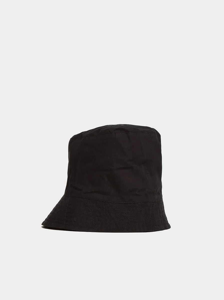 Cotton Duracloth Poplin Bucket Hat, Black