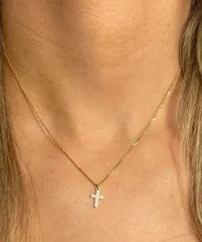 Crystal Cross Necklace - Gold