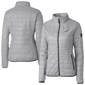 Cutter & Buck Miami Dolphins Women's Gray Rainier PrimaLoft Eco Insulated Full-Zip Puffer Jacket