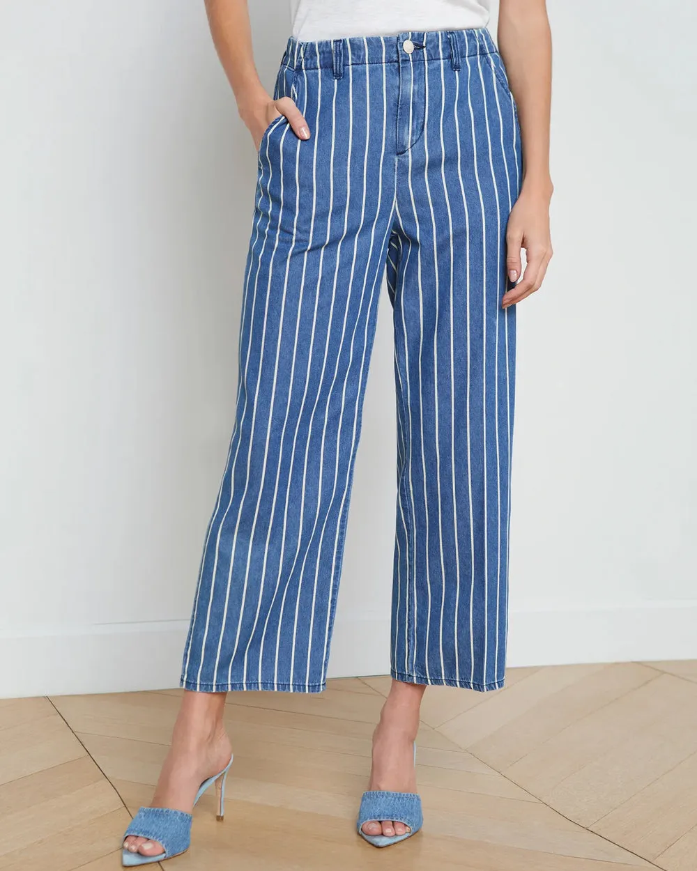 Denim Stripe High Rise Zayne Straight Trouser