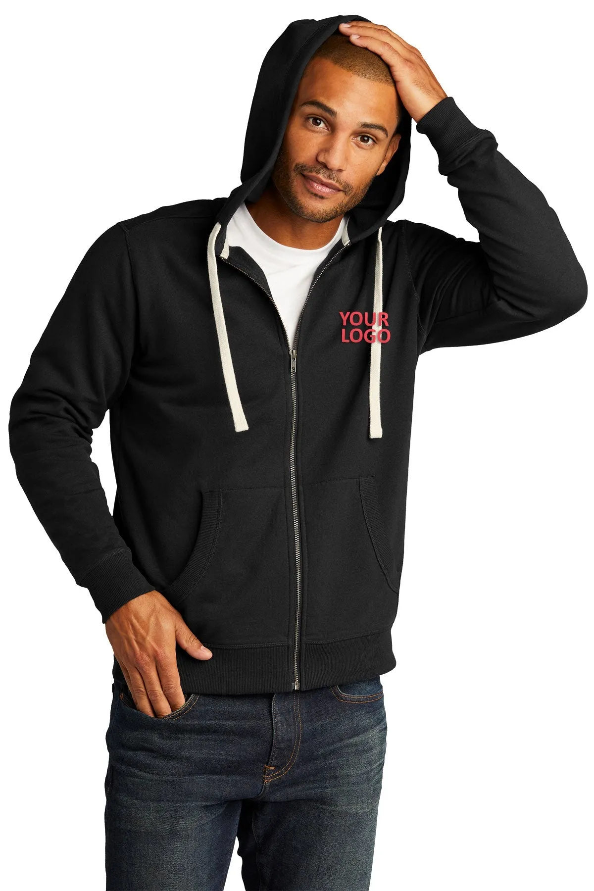 District Re-Fleece Full-Zip Hoodies, Black