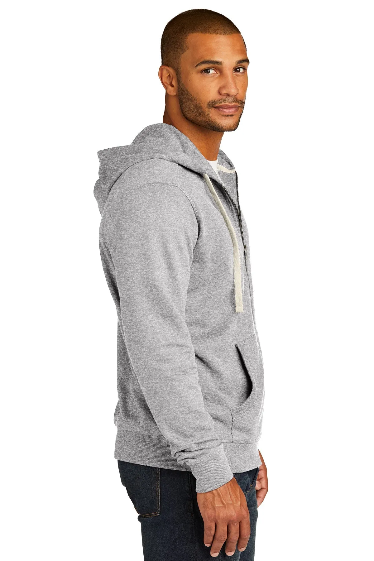 District Re-Fleece Full-Zip Hoodies, Light Heather Grey